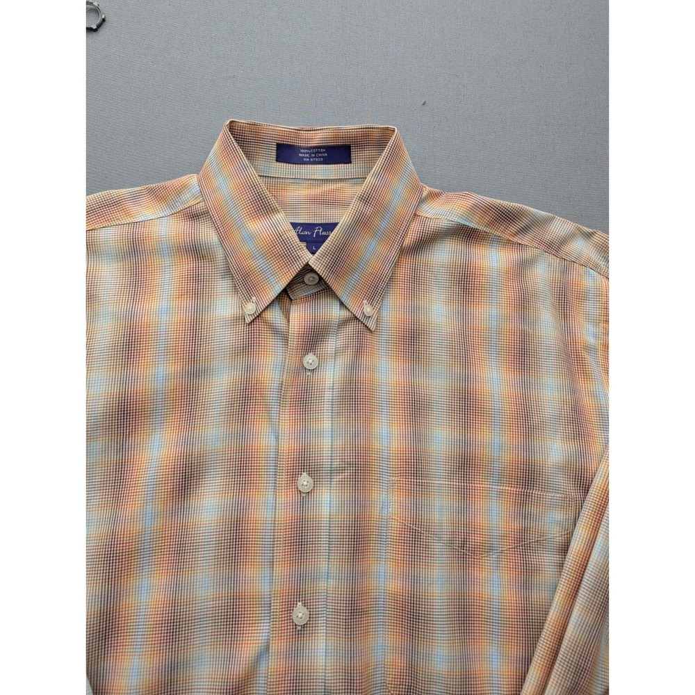 Alan Flusser Men's Shirt Large Multicolored Plaid Long Sleeve Button-up